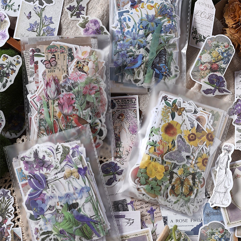 Vintage Botanical Floral Sticker Paper Collection a