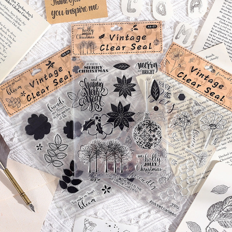 Vintage Botanical Flower Clear Silicone Stamps5