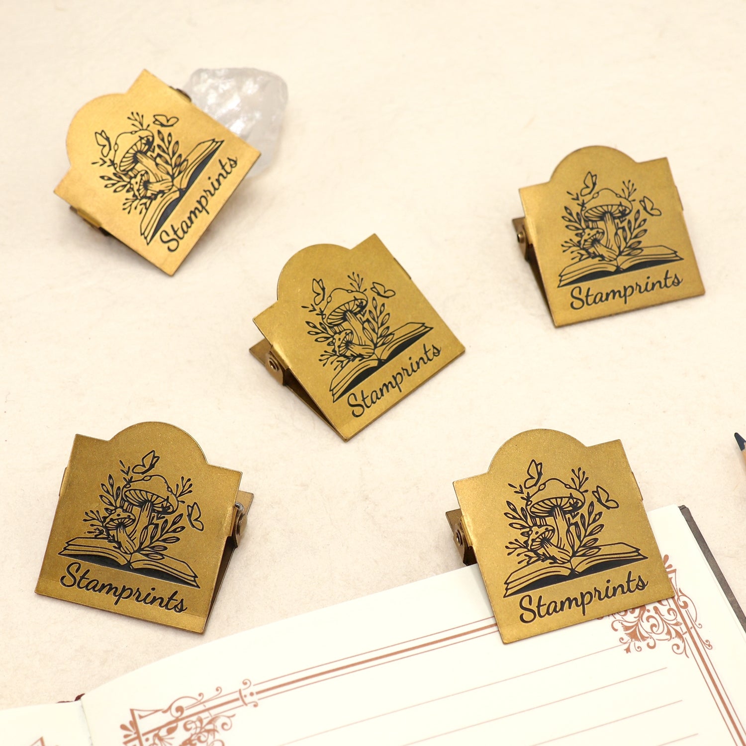 Vintage Brass Clip Journal Stationery Clip - Stamprints 2