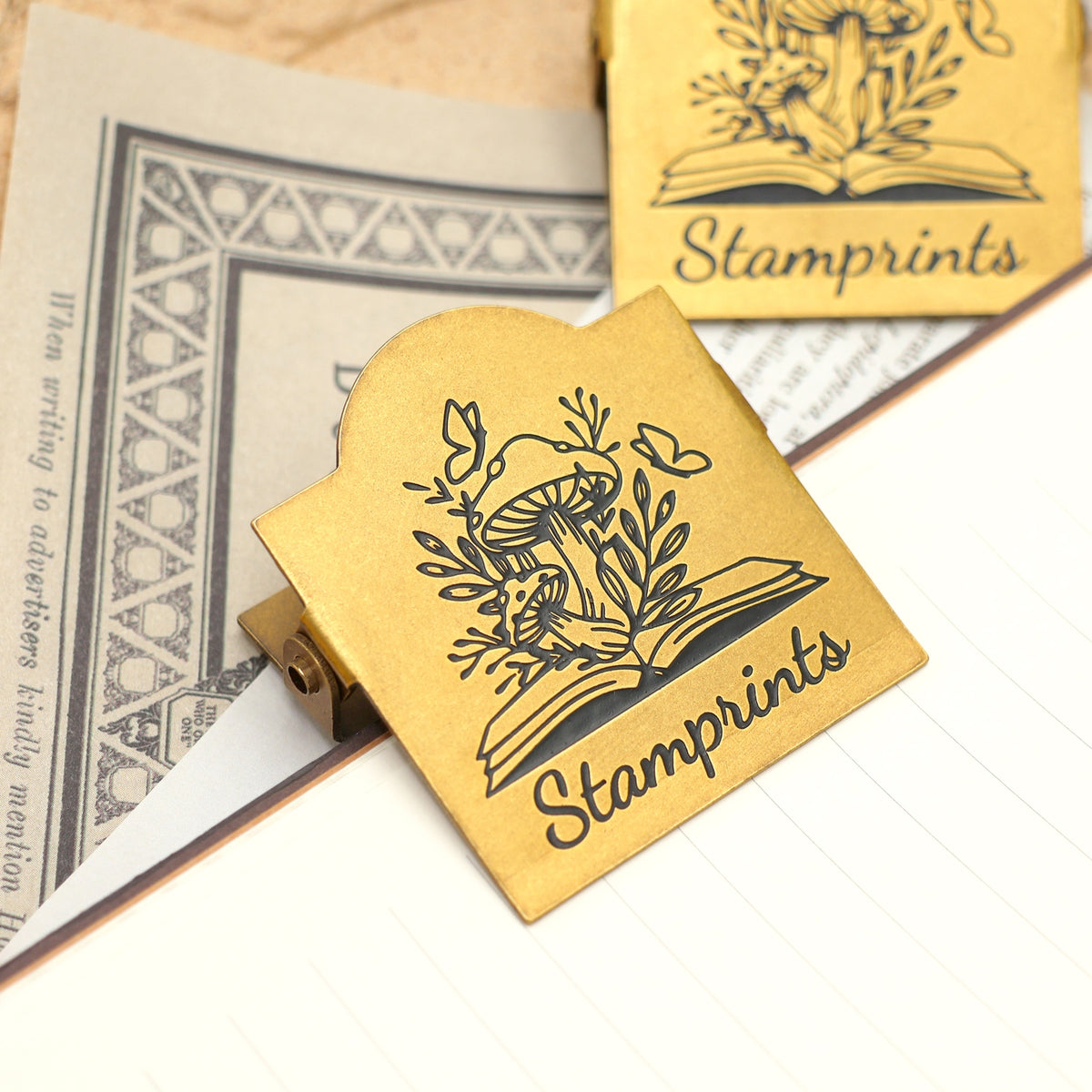 Vintage Brass Clip Journal Stationery Clip - Stamprints 5