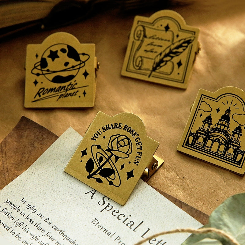 Vintage Brass Clip Journal Stationery Clip b2