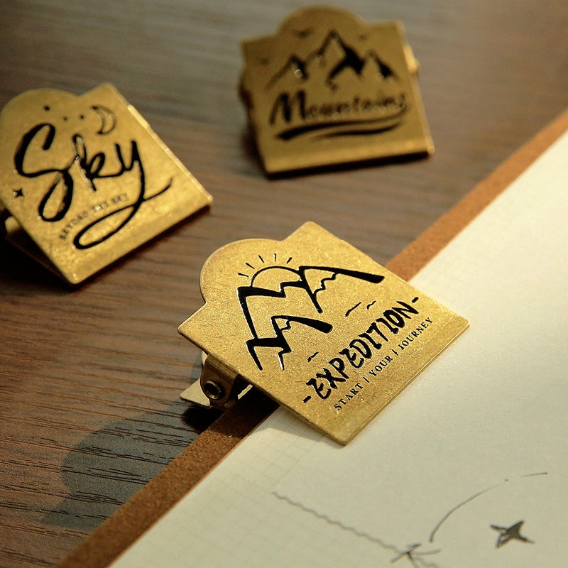 Vintage Brass Clip Journal Stationery Clip b3