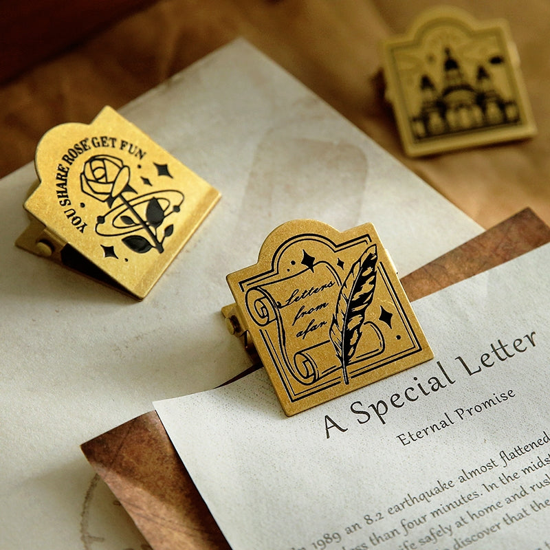 Vintage Brass Clip Journal Stationery Clip b4