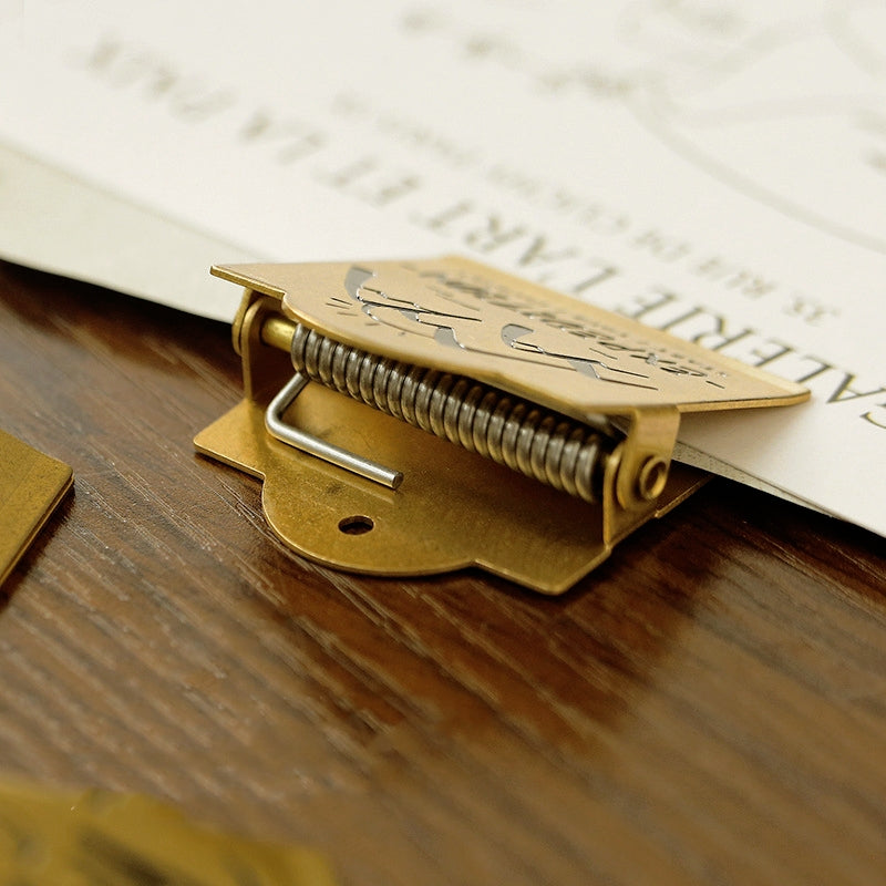 Vintage Brass Clip Journal Stationery Clip c