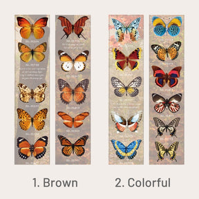 Brown，Colorful-Butterfly Themed Long Strip PET Sticker