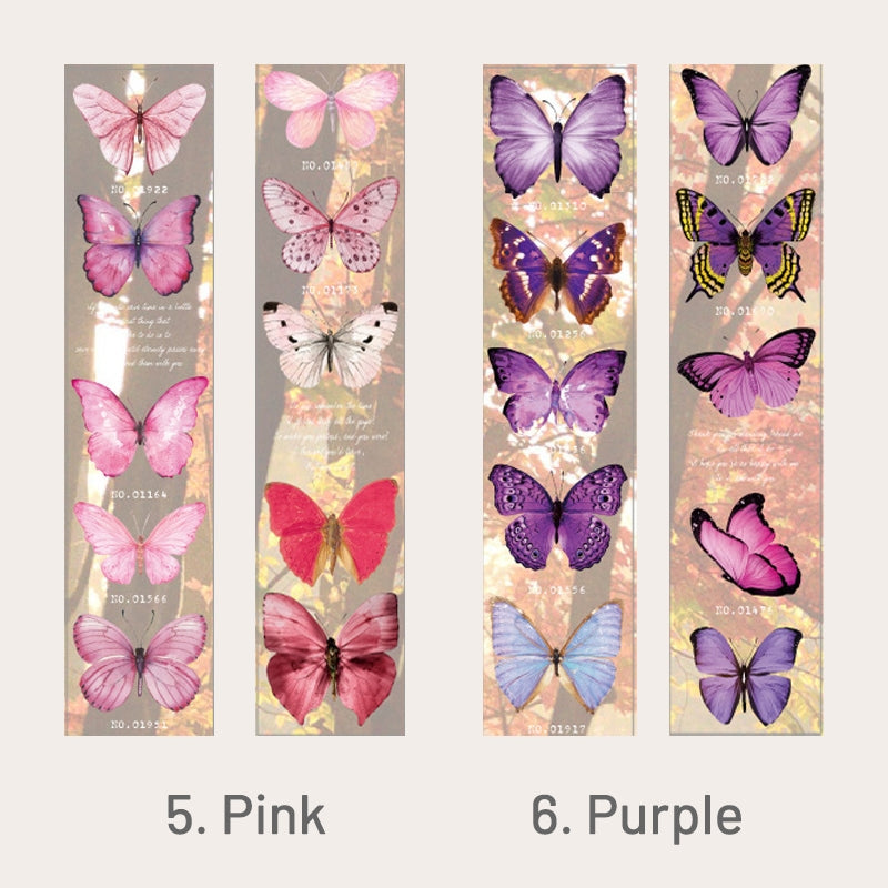 Pink,Purple-Butterfly Themed Long Strip PET Sticker