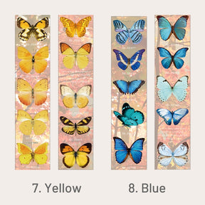 Yellow,Blue-Butterfly Themed Long Strip PET Sticker