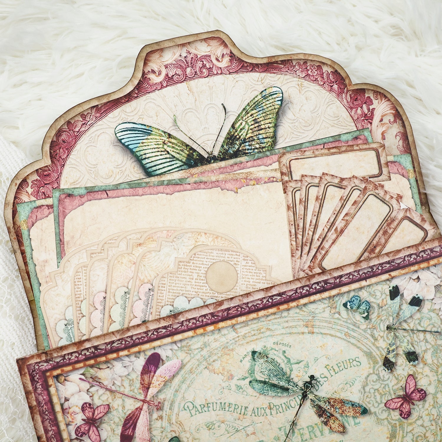 Vintage Butterfly Handmade Junk Journal Folio Kit 8