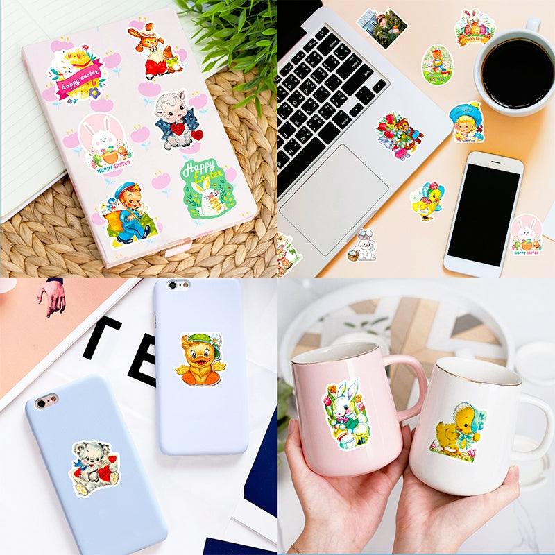 Vintage Cartoon Animals and Egg Vinyl Stickers b