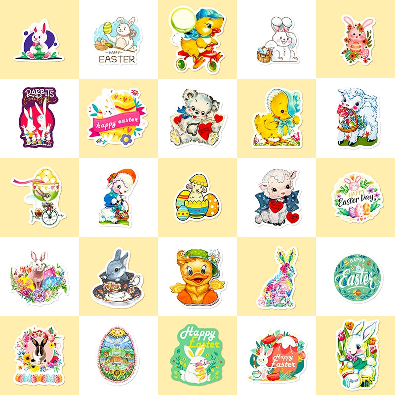 Vintage Cartoon Animals and Egg Vinyl Stickers b2