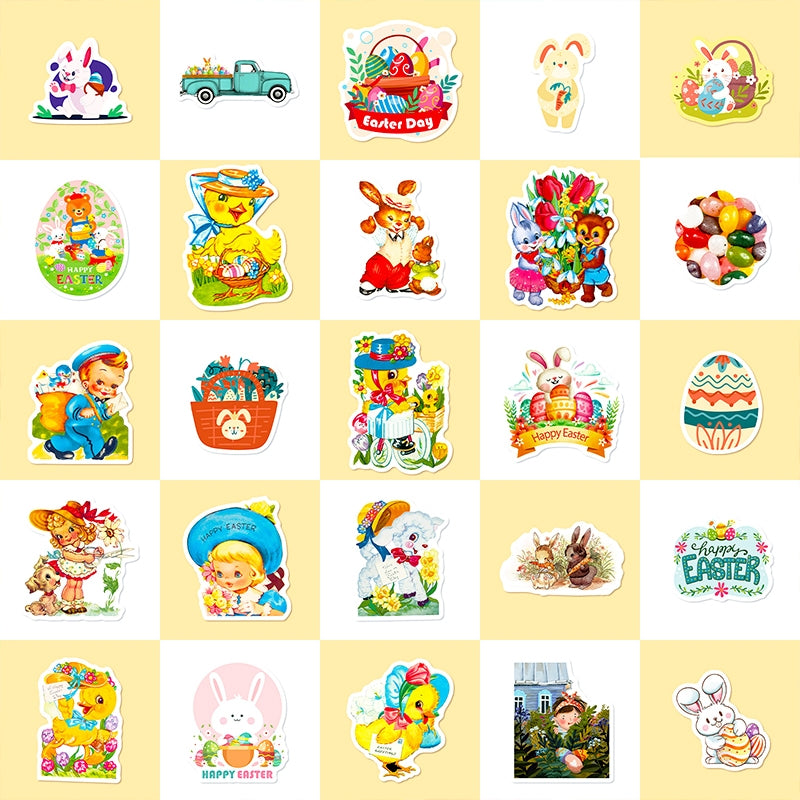 Vintage Cartoon Animals and Egg Vinyl Stickers b3