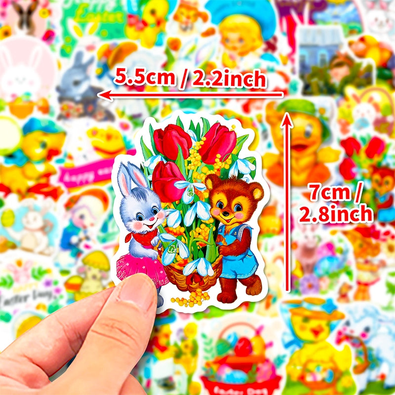 Vintage Cartoon Animals and Egg Vinyl Stickers c