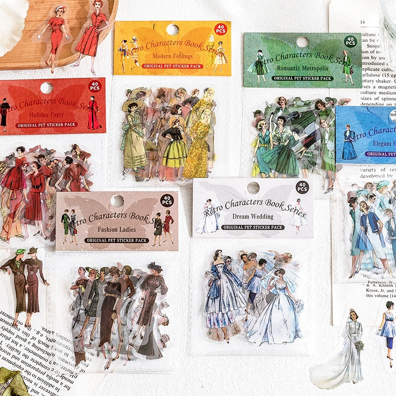 Vintage Character Series PET Sticker Pack a