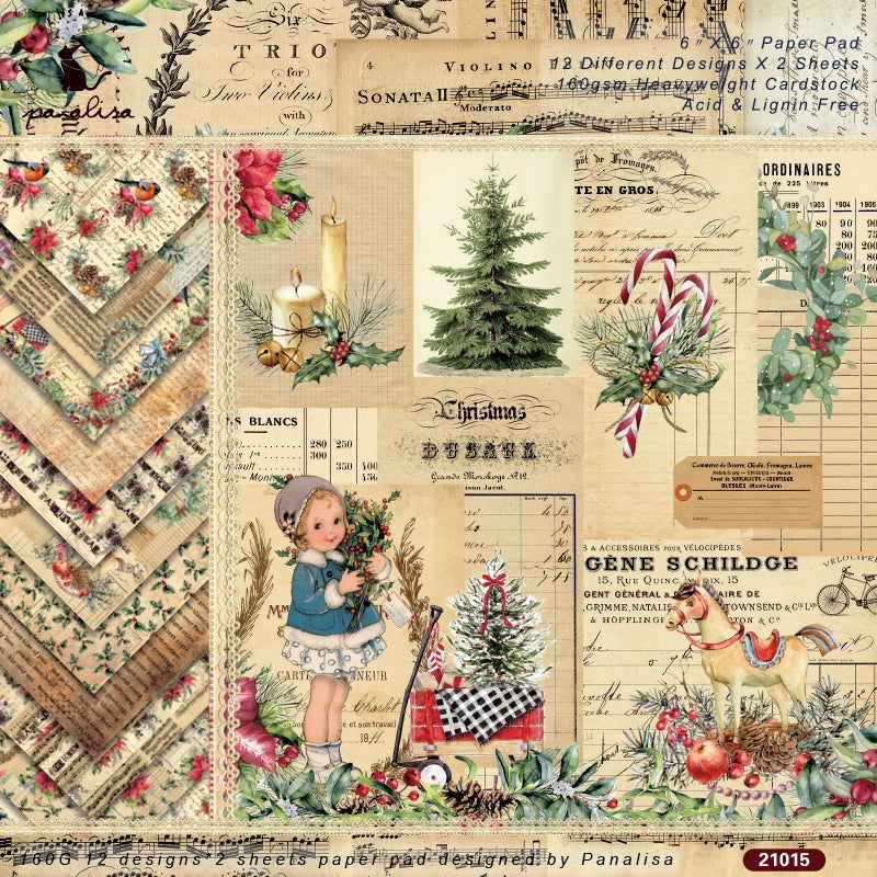Vintage Christmas Background Decorative Scrapbook Paper a