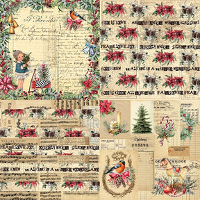 Vintage Christmas Background Decorative Scrapbook Paper c3