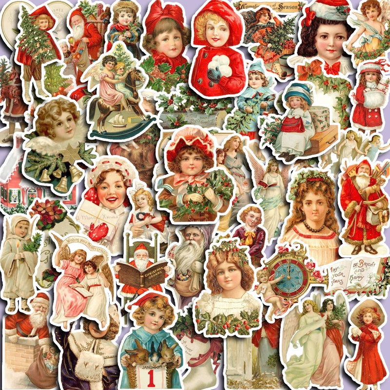 Vintage Christmas Character-themed Stickers b2