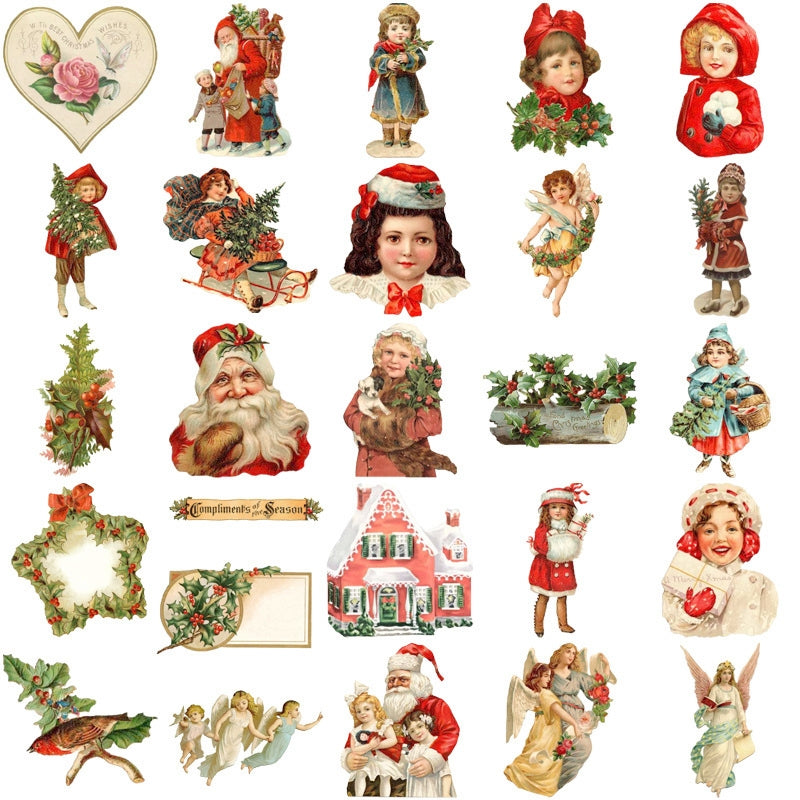 Vintage Christmas Character-themed Stickers b3