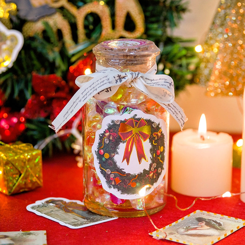 Vintage Christmas Hot Stamping Gold Stickers - Characters, Wreaths, Angels b2