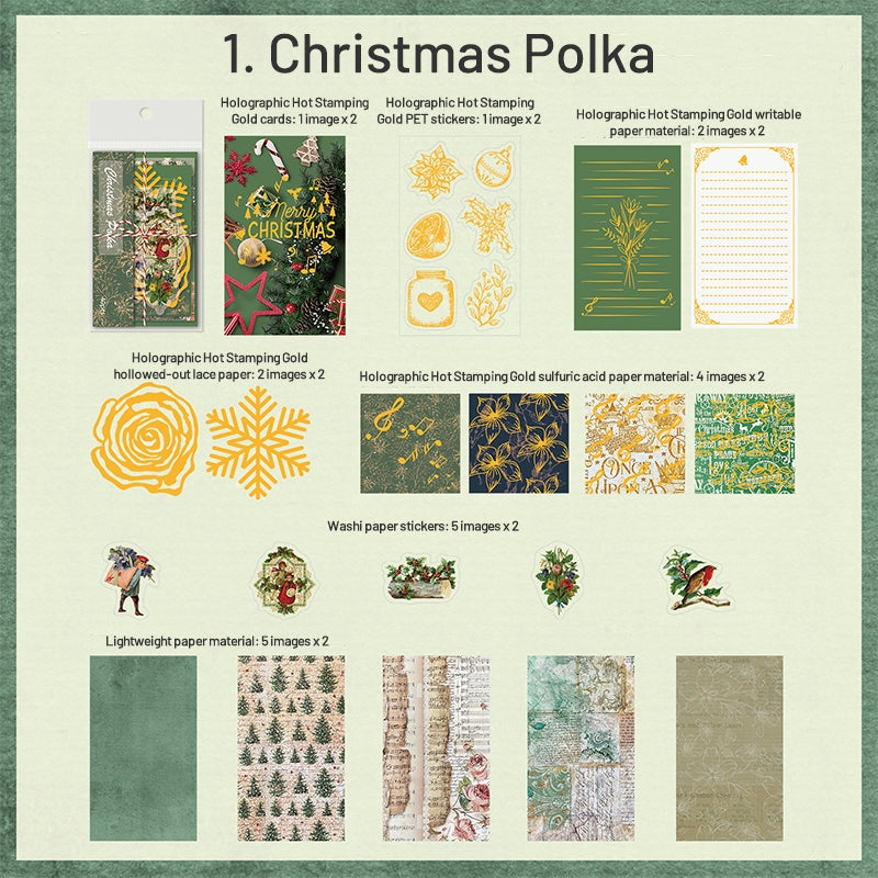 Vintage Christmas Mixed Media Sticker and Scrapbook Paper Pack sku-1
