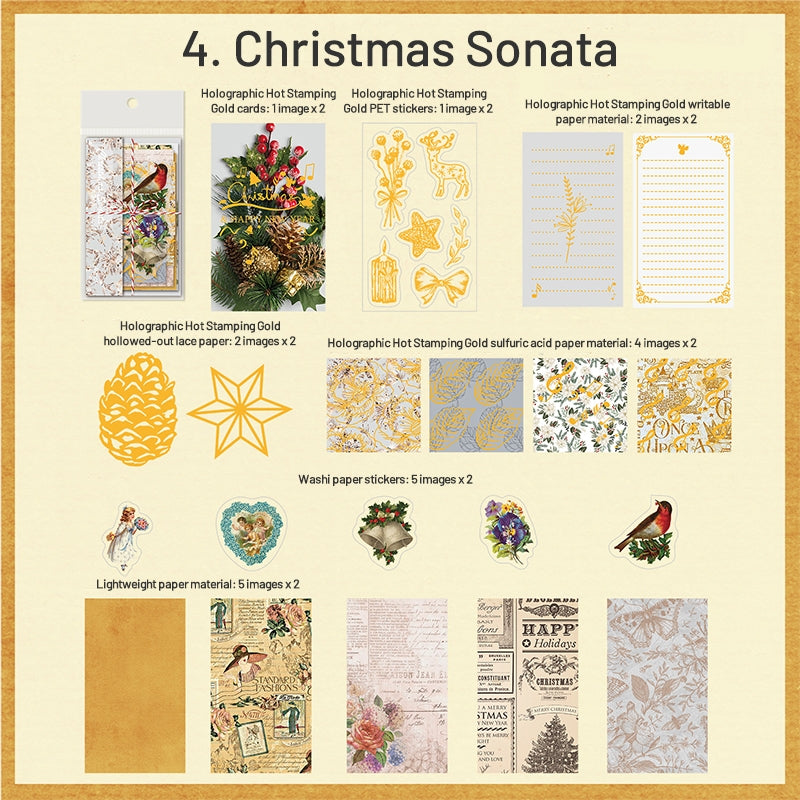 Vintage Christmas Mixed Media Sticker and Scrapbook Paper Pack sku-4