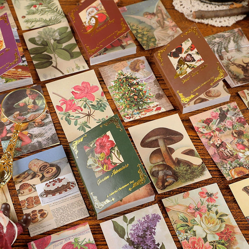 Vintage Christmas Sticker Book - Flowers, Butterflies, Food, Posters, Christmas a