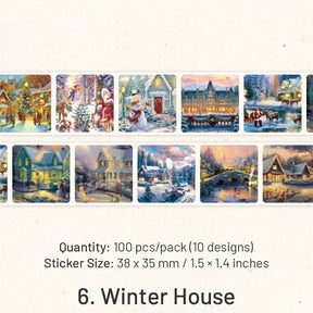 Vintage Christmas Washi Stickers - Figures, Architecture sku-6