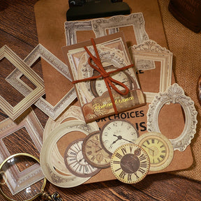 Vintage Clock and Border Scrapbook Paper b4