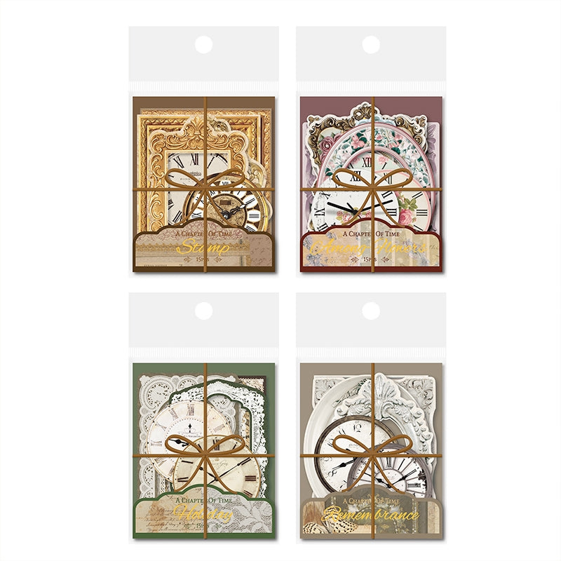 Vintage Clock and Border Scrapbook Paper b7