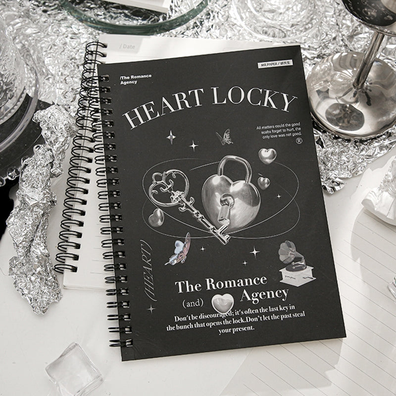 Vintage Coil-Bound Journal Notebook with Butterflies and Hearts b1