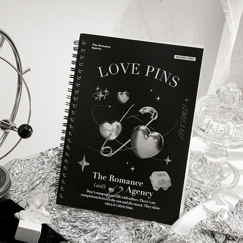 Vintage Coil-Bound Journal Notebook with Butterflies and Hearts b6