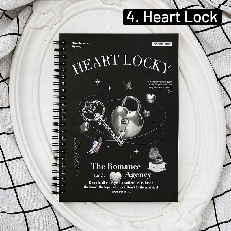 Vintage Coil-Bound Journal Notebook with Butterflies and Hearts sku-4