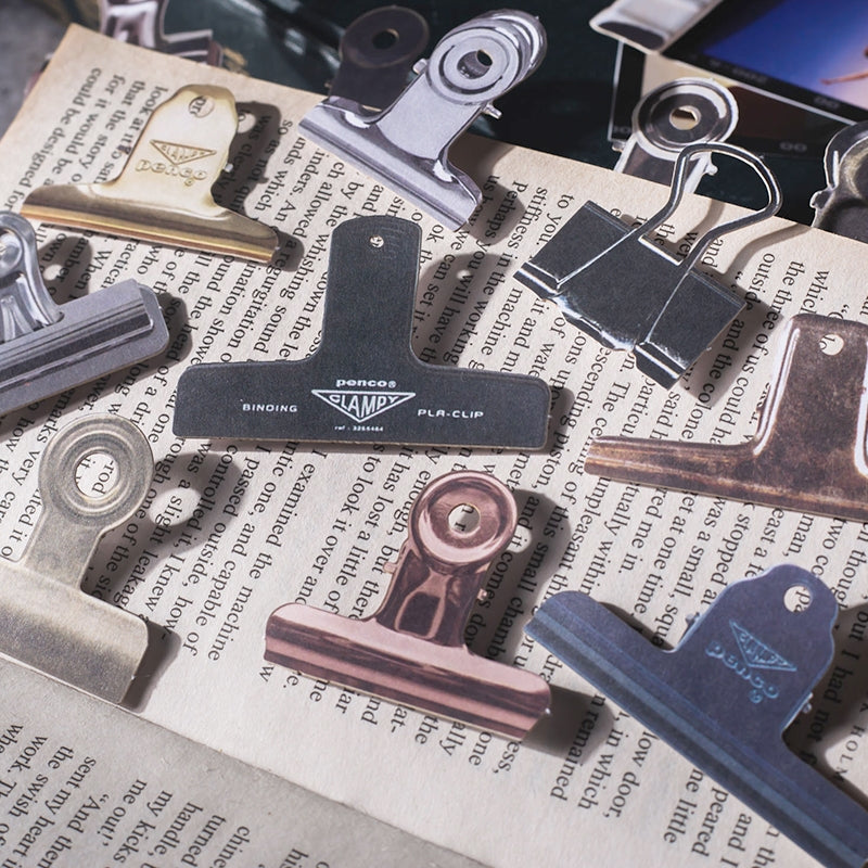 Vintage Die-cut Cardstock Scrapbook Paper - Clips, Jewelry, Lock, Key, Sewing items b6