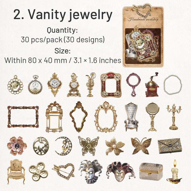 Vintage Die-cut Cardstock Scrapbook Paper - Clips, Jewelry, Lock, Key, Sewing items sku-2