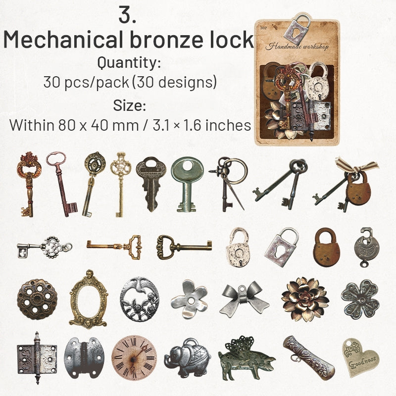 Vintage Die-cut Cardstock Scrapbook Paper - Clips, Jewelry, Lock, Key, Sewing items sku-3