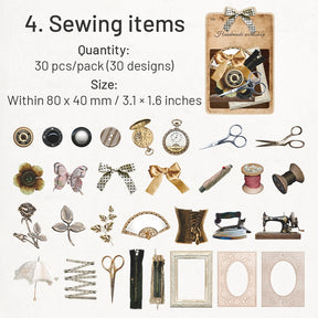 Vintage Die-cut Cardstock Scrapbook Paper - Clips, Jewelry, Lock, Key, Sewing items sku-4