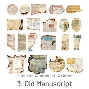 Manuscript-Vintage Burn Marks Washi Sticker - Flower, Travel, Plant, Poster, Newspaper, Manuscript