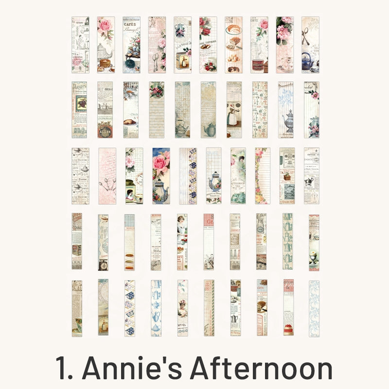 Anne's Afternoon-Vintage Drawer Style Box Washi Strip Sticker - People, Newspaper, Alice,  Botanical