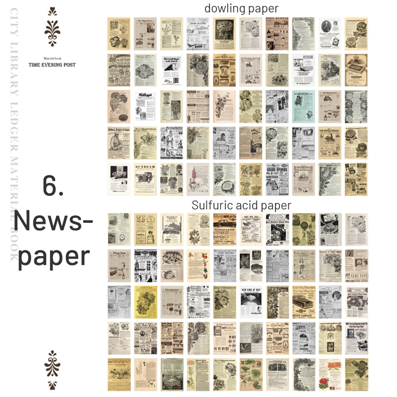 Vintage Dual-Material Paper - Van Gogh, Flower, Food Poster, Butterfly, Newspaper sku-6