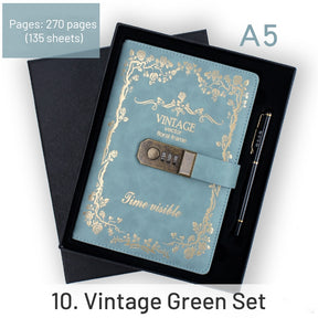 Vintage European Style Password Combination Diary Notebook sku-10