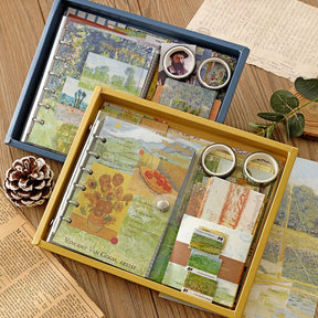 Van Gogh and Monet Inspired Vintage European Oil Painting Gift Box Journal Set1