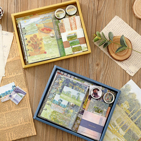 Van Gogh and Monet Inspired Vintage European Oil Painting Gift Box Journal Set