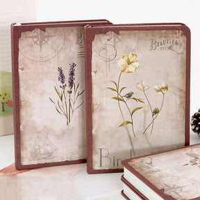 Vintage Falling Flowers Illustrated Diary Notebook b3