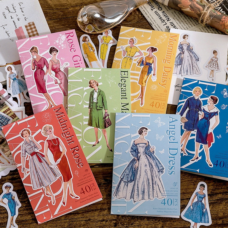 Vintage Fashion Lady Sticker Pack | Retro Model Stickers by Stamprints