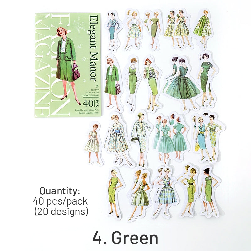 Vintage Fashion Lady Sticker Pack - Girl, People, Model sku-4