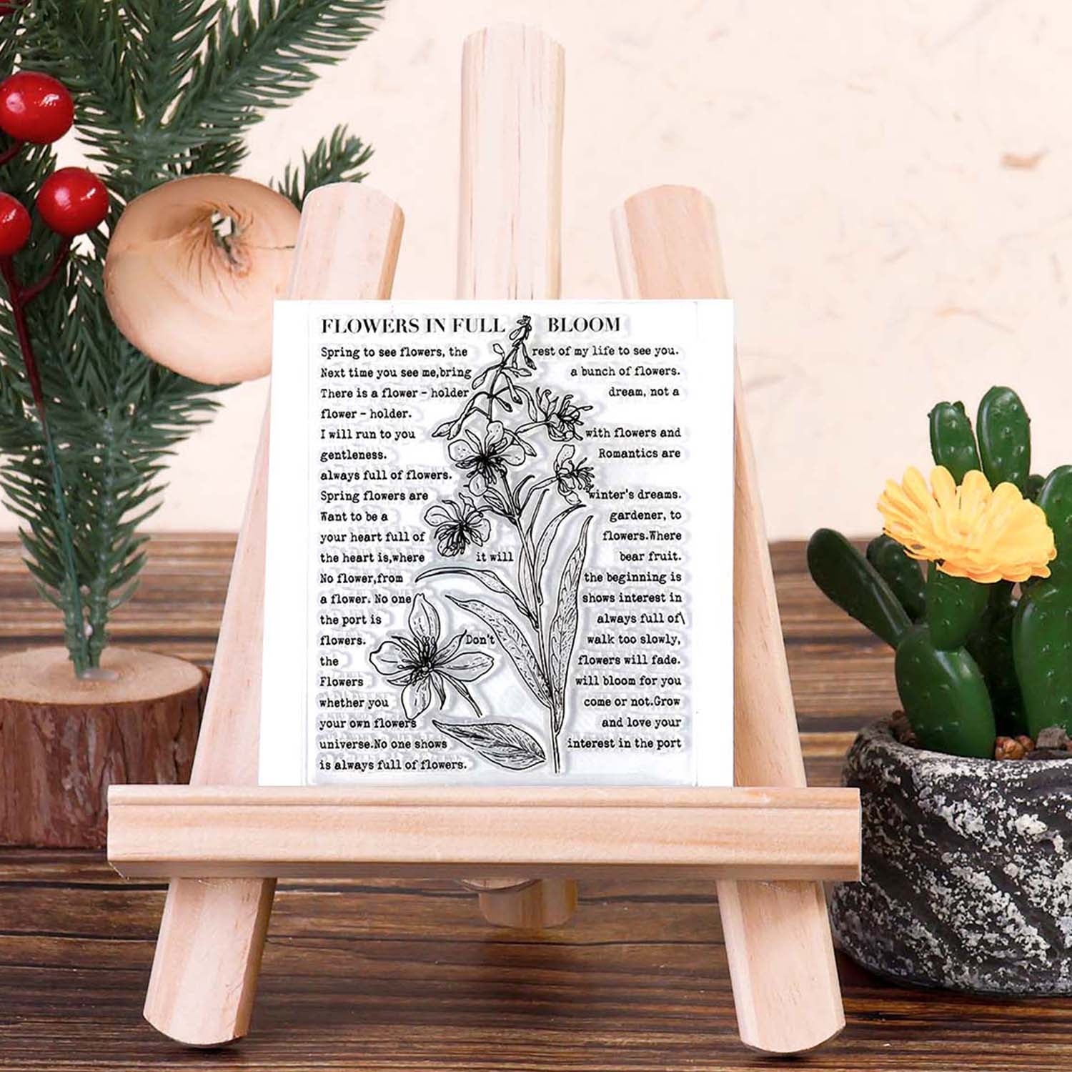 Vintage Floral Series Flowers in Full Bloom Clear Silicone Stamp