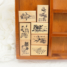 Vintage Flower Plant Wooden Rubber Stamp 2