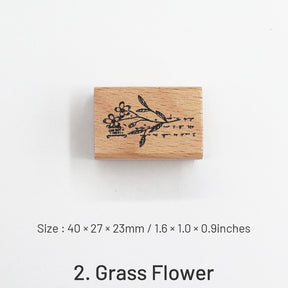 Vintage Flower Plant Wooden Rubber Stamp sku-2