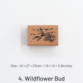 Vintage Flower Plant Wooden Rubber Stamp sku-4