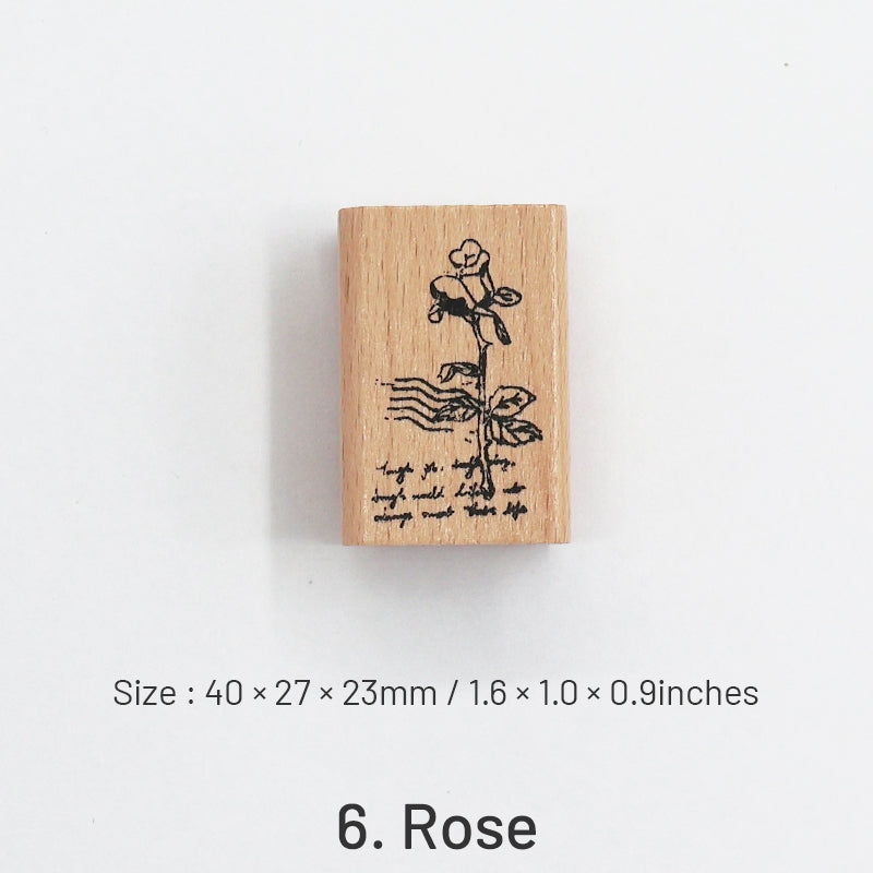 Vintage Flower Plant Wooden Rubber Stamp sku-6