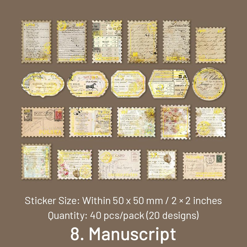 Vintage Hot Stamping Stamp Washi Stickers sku-8